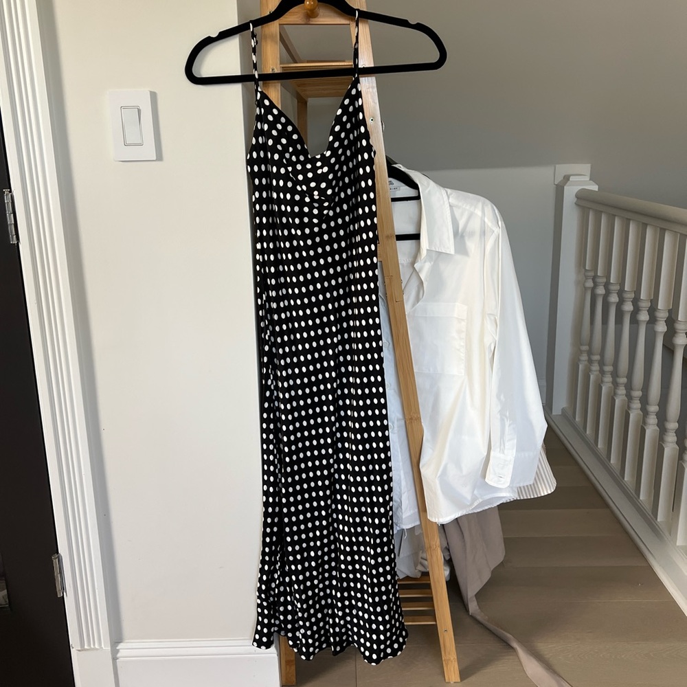 Zara Black and White Polka Dot Maxi Dress